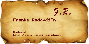 Franke Radován névjegykártya